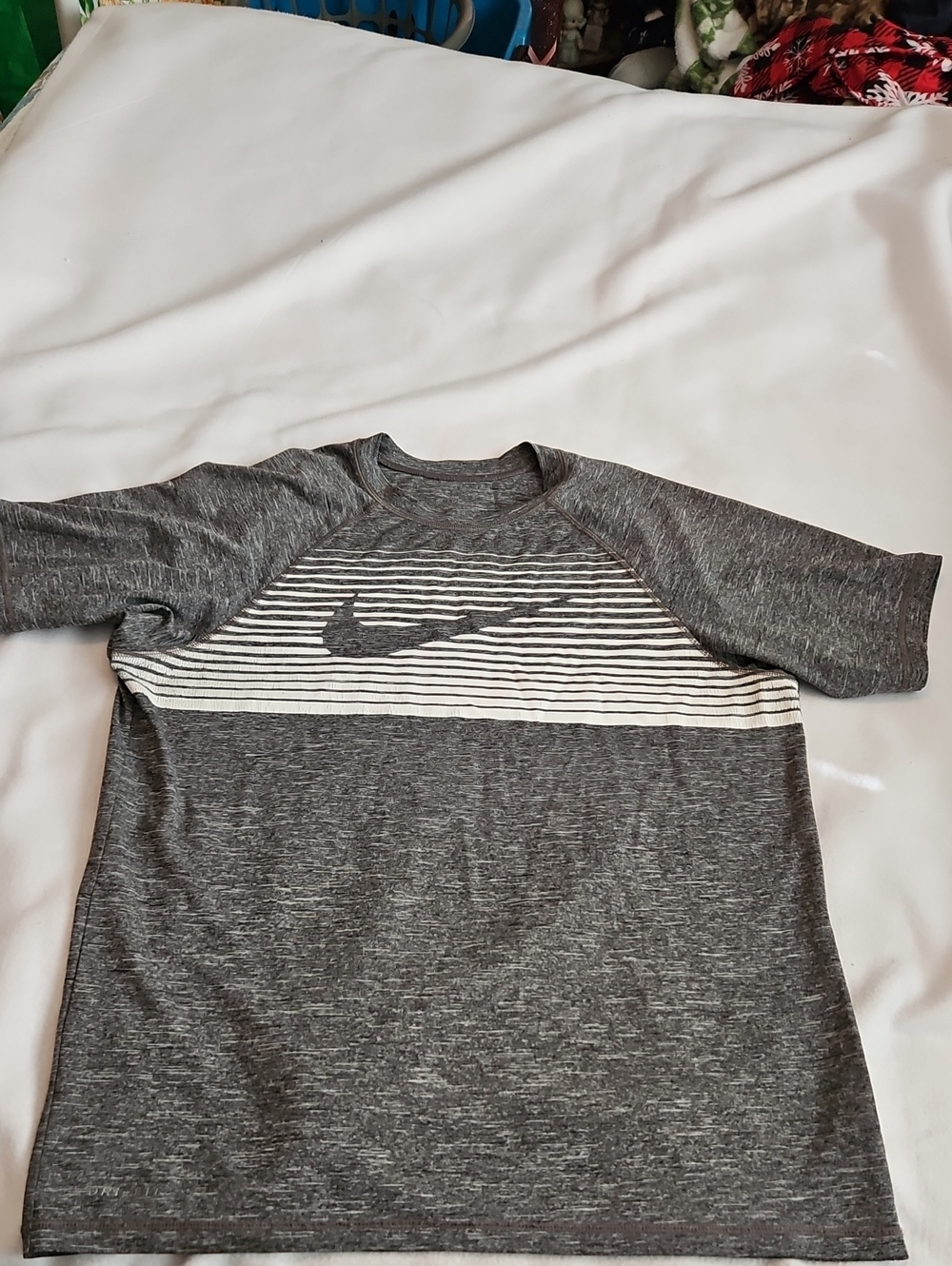 Nike Dri Fit Gray And Whit Tee With Nike Swoosh